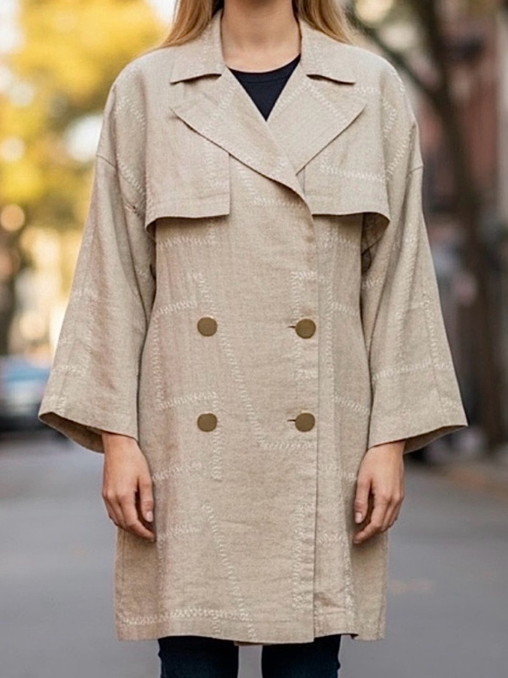 Vintage PATRICK KELLY Women’s 100% Linen Beige Jacket ~ Size 38 ~ MUSEUM WORTHY